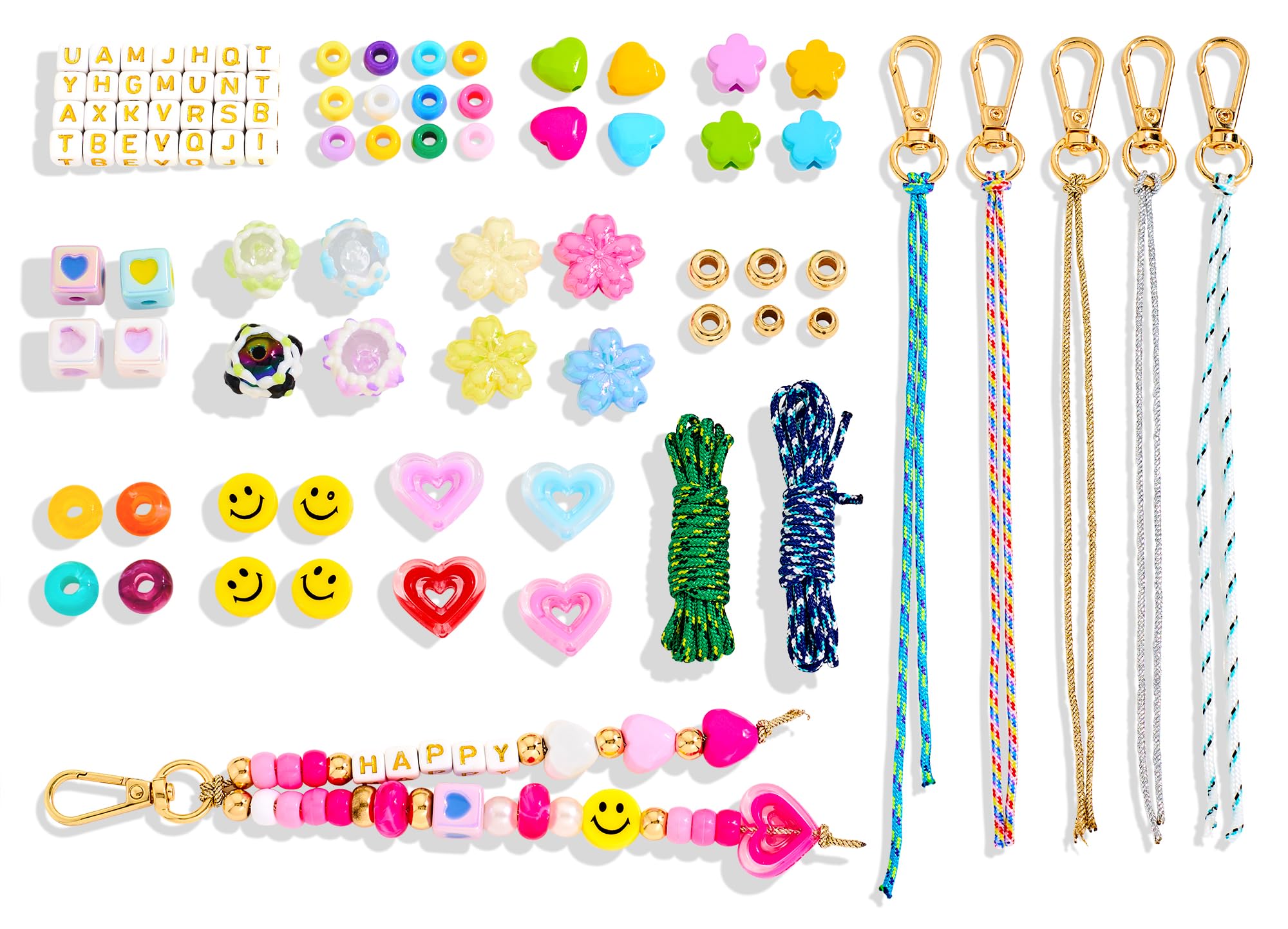 RepaTime Kit de cuentas para bolsas de bricolaje, kit de fabricación de llaveros, kit de fabricación de joyas, ideal para un regalo de Navidad para niñas, fiesta, actividad familiar, dije de llavero