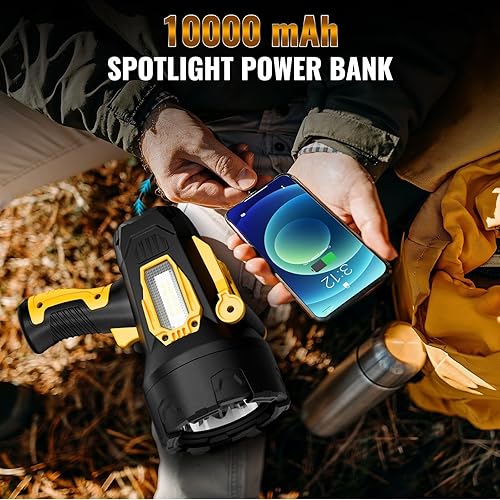 Miniatura 4 de Foco Recargable, 99000 Lúmenes Foco LED Súper Brillante con Luz Cob y Trípode Plegable, 10000 mAh Focos de Largo Tiempo de Funcionamiento, Foco de