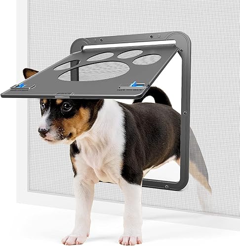 PETLESO Puerta mosquitera para perro, puerta mosquitera para mascotas, puerta con cerradura para perros, fácil de instalar, puerta para mascotas