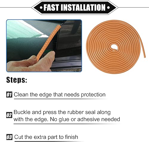 Miniatura 7 de Protector de borde de puerta de automóvil, 16.4 pies en forma de U, borde de goma, protector universal para automóvil, camión, ATV, barco,