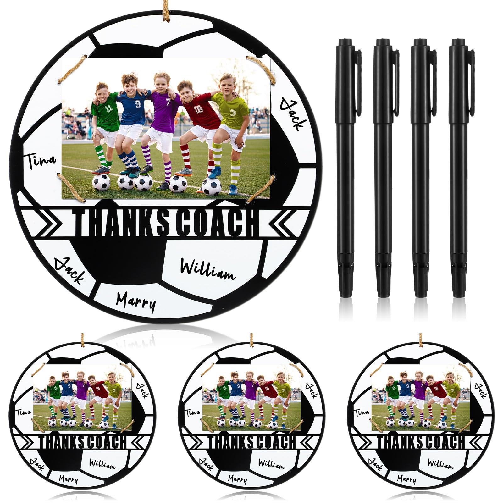 Amazon.com - Cinnvoice 4 Set Soccer Thanks Coach Picture Frames