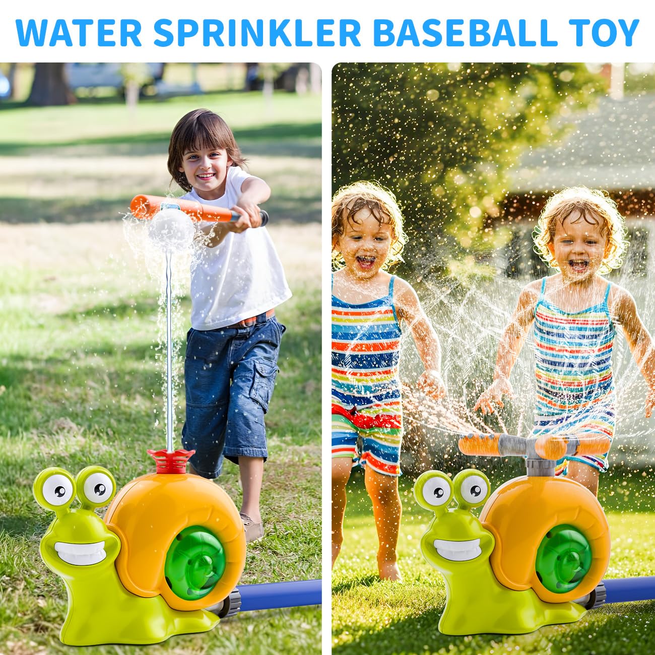 Water Sprinkler Baseball Toys for Kids: Outdoor Water Toys for Kids Age 4-8-12-2 in 1 Snail Water Spray Toy for Lawn Backyard Garden Pool Party - Summer Outside Toys for Toddlers 3-5 8-12