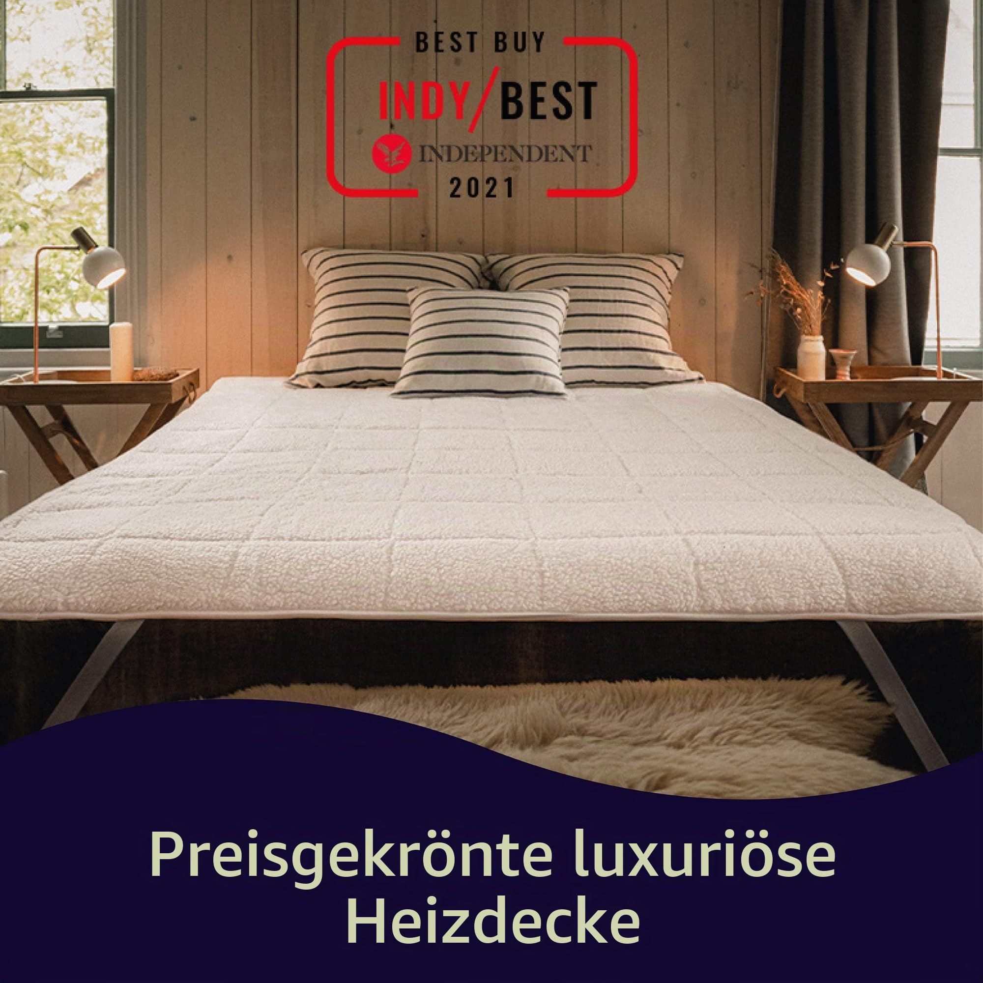 Dreamland Hunker Down Scandi Sherpa elektrische Unterdecke für Doppelbetten (Intelliheat Plus Fast Heat, maschinenwaschbar, 190 x 137 cm, 1 abnehmbare Steuerung, 6 Temperaturen und automatischer