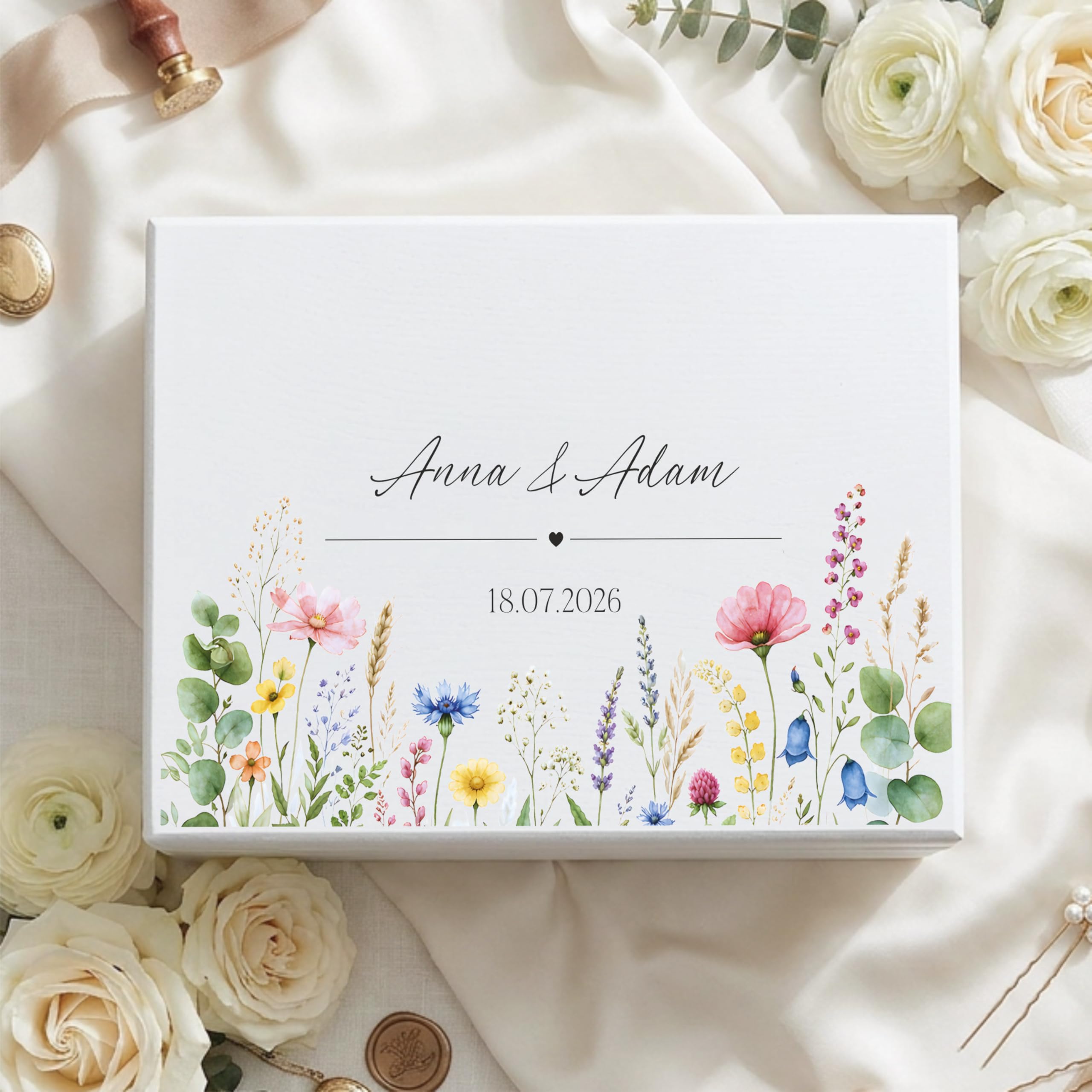 Creative Deco Cadeau de Mariage Personnalisé | Boîte à Souvenirs de Mariage | Coffret Cadeaux Personnalisable Jeunes Mariés/Couple | Boîte en Bois