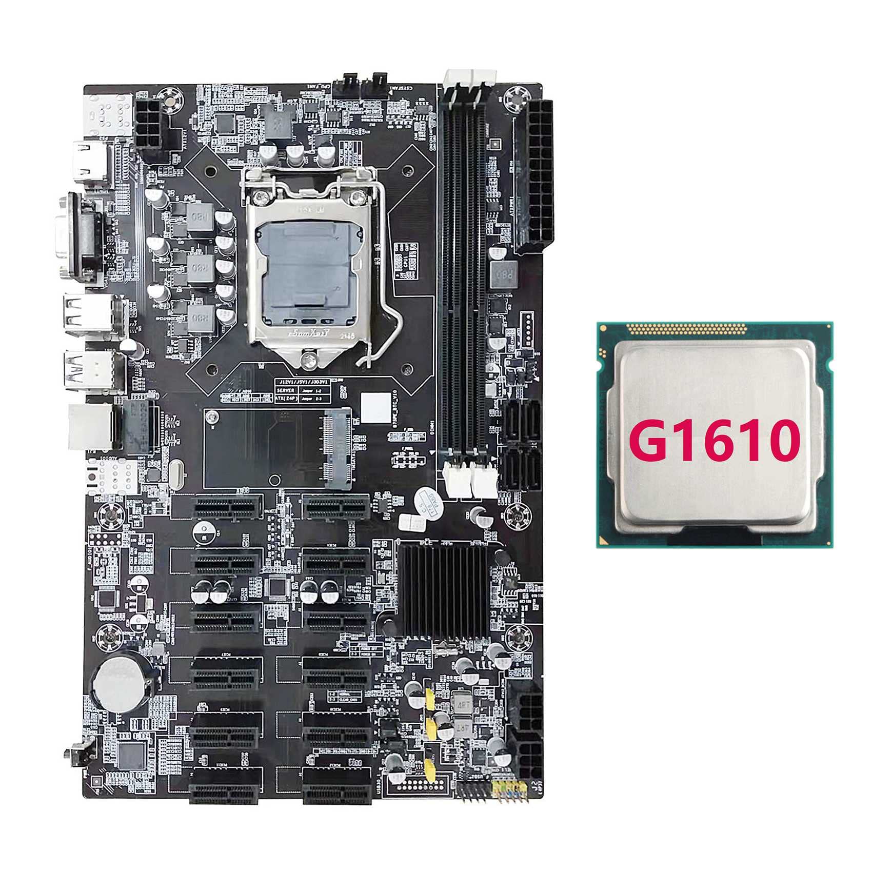 Genericed B75 12 PCIE ETH Mining Motherboard+G1610 CPU LGA1155 MSATA USB3.0 SATA3.0 Support DDR3 B75