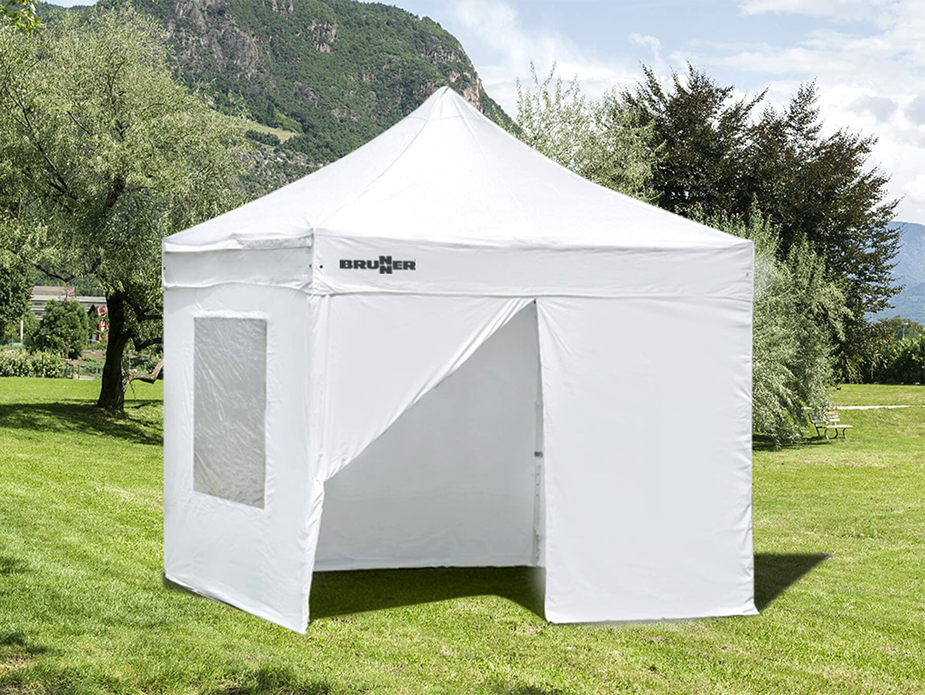 Set Pareti Laterali BRUNNER Per Gazebo Pieghevole Zebò Enjoy PRO 3x6 – Bianco, Con Cerniere E Velcro, Borsa Custodia Inclusa, 12.8 Kg