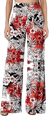 JZC Women's Palazzo Lounge Pants Stretchy Wide Leg Casual Pants Comfy High Waist Flowy Pants S-3XL