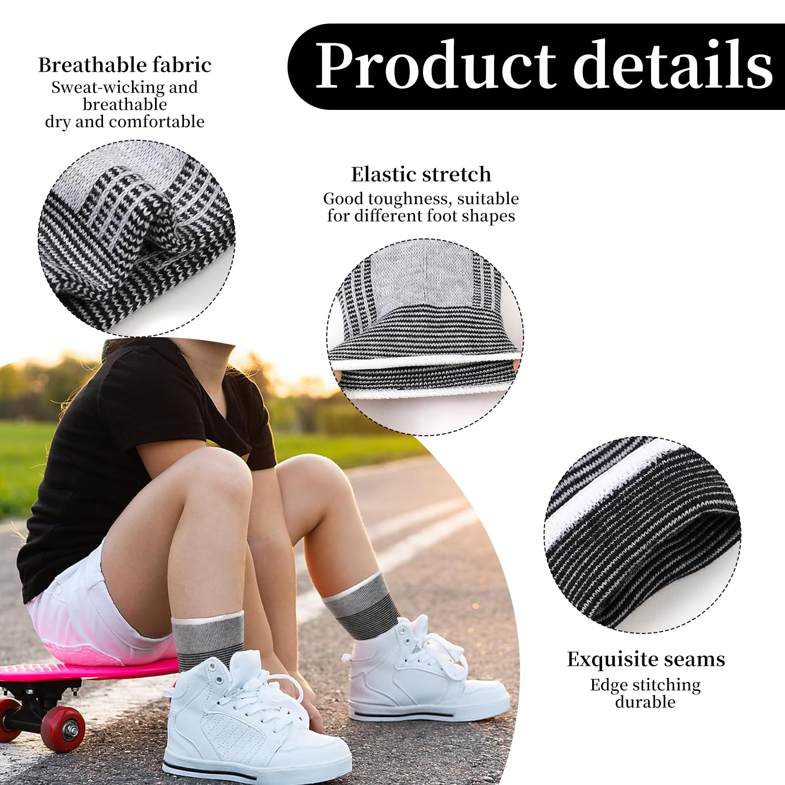 Chevillière Enfant Sport Compression Respirante en Polyester Coton, Bande de Soutien Cheville sans Talon, Chaussette Talon Ouvert, Protection Cheville pour Football Basketball Danse Course Entraî