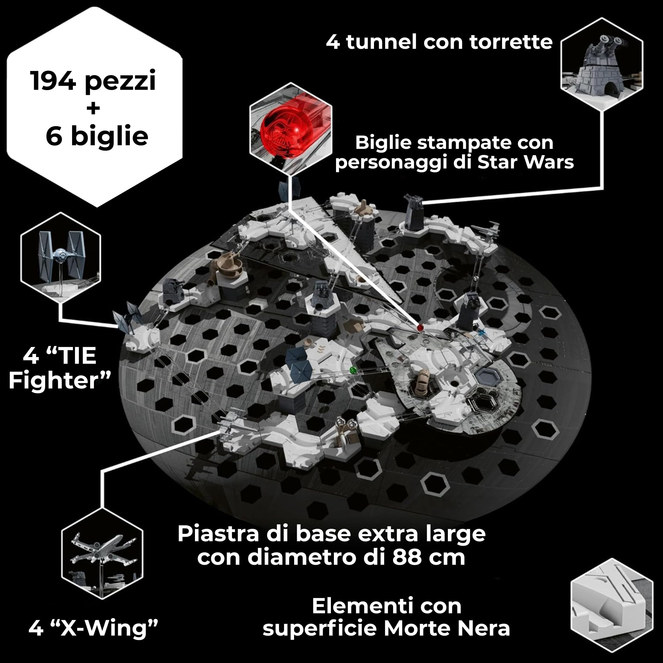 Ravensburger - Gravitrax Star Wars Deathstar | Pista Biglie Con 201 Pezzi | Rompicapo Bambini Con Le Biglie | Giochi Bambino 8 Anni Maschio | Giochi Per Bambini Compatibili Con Tutti I Gravitrax