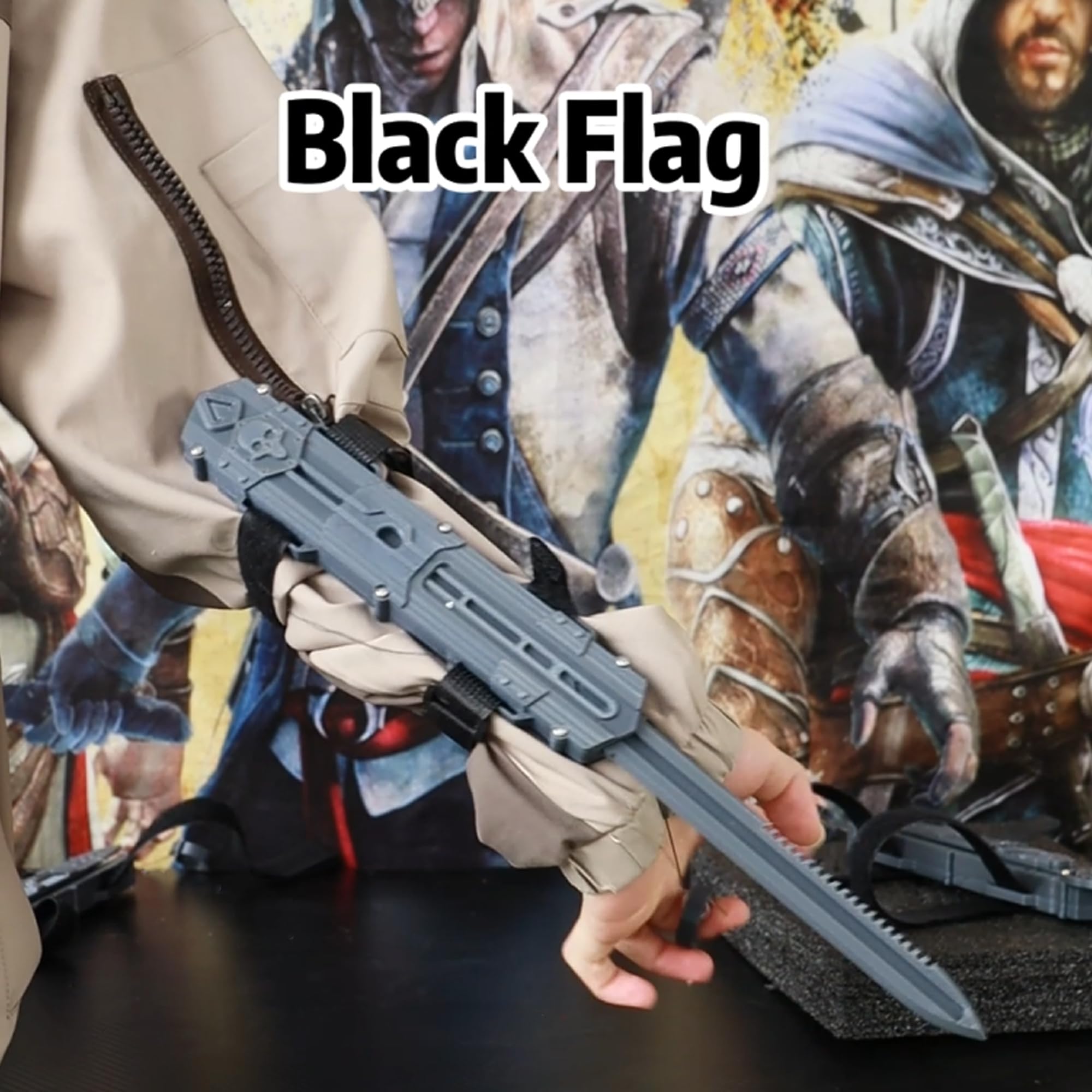 3D-gedruckte schwarze Flagge, versteckte Cosplay-Waffengegenstände, 1:1 versteckte Schwerter, Rollenspiel Assassin's Creed Bladeassin's
