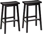 Amazon Basics Tabouret de comptoir en bois massif de l'île Kitchen, 60.96 cm Hauteur, noir - Ensemble de 2