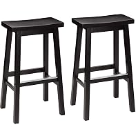 Amazon Basics Set di 2 sgabelli da bancone della cucina, in legno massello