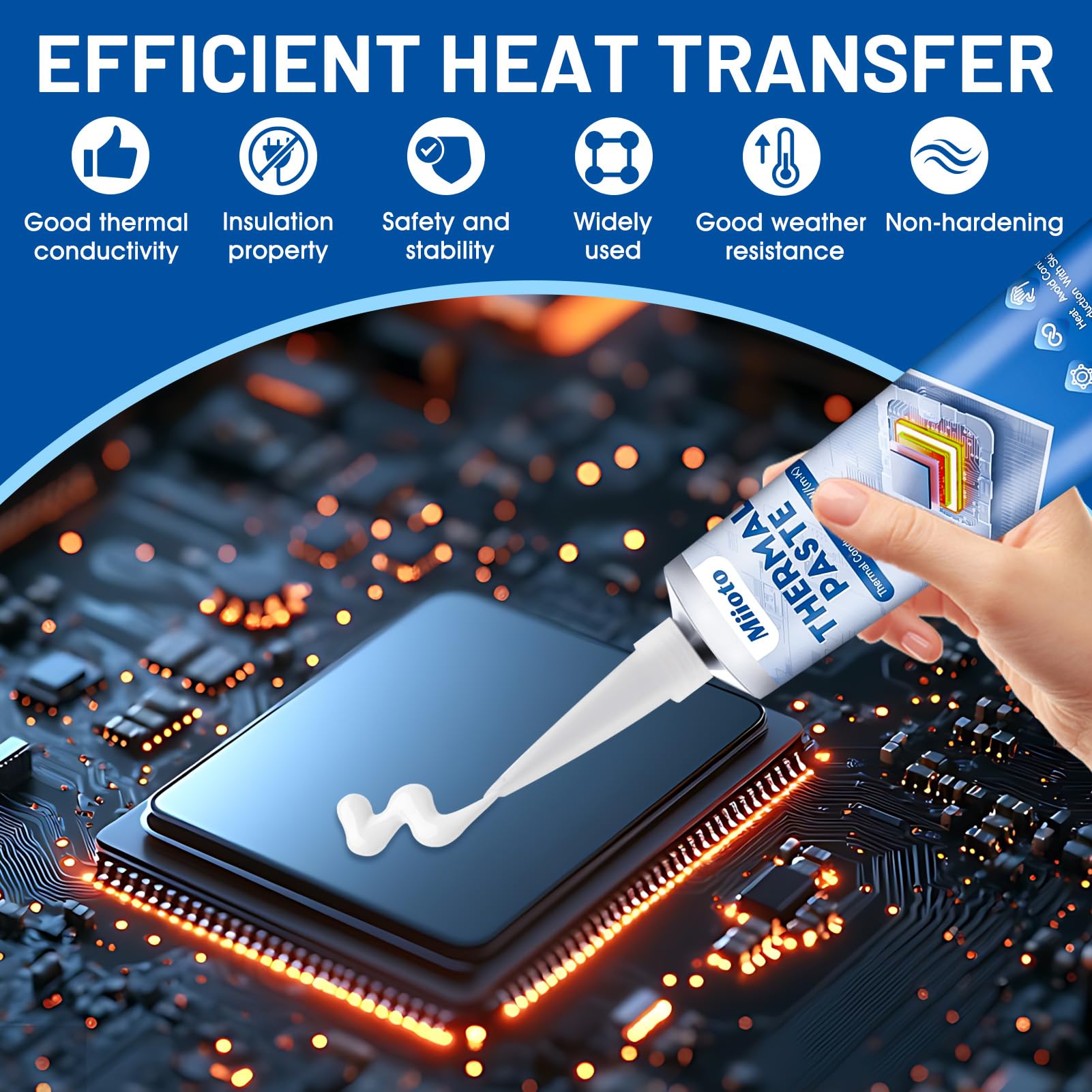 Miioto Thermal Paste, Pasta Termica CPU Alte Prestazioni, Pasta Termica CPU, Pasta Termica Adatto per CPU di Computer, Schede Grafiche, Alimentatori, Conduttività Termica 3-5w/(m·k), 200g-Bianco