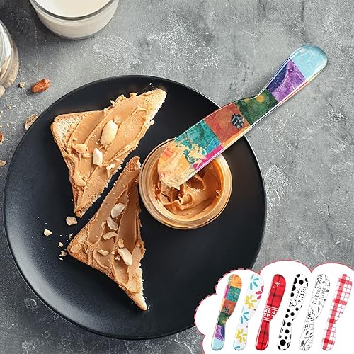 Miniatura 4 de 6 piezas de mantequilla de melamina esparcidor de mantequilla de plástico de 6 pulgadas, divertido y colorido cuchillo de mantequilla versátil para