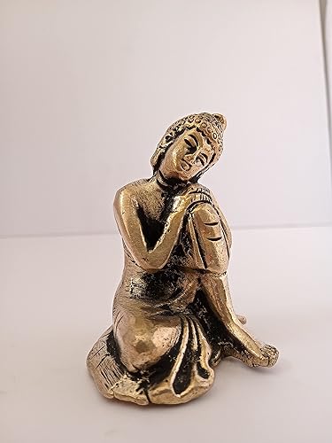 Miniatura 7 de GURU JEE Buda de latón descansando pequeño Buda Showpiece Decoración del hogar Ídolo Estatua de metal Figurilla Murti Estatua budista tibetana