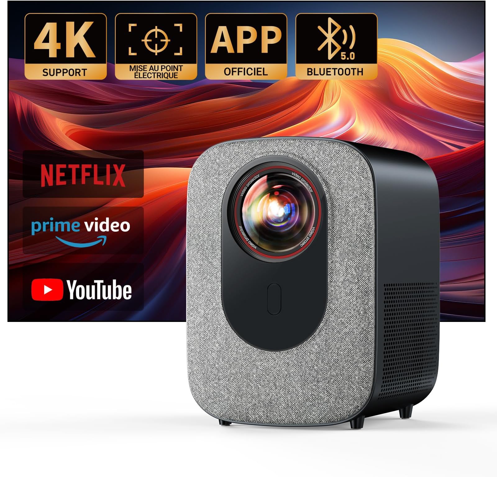 Vidéo Projecteur 4K YABER K2s - 1000ANSI, Son JBL 20W, Google TV - Auto Focus, WiFi 6 - Home Cinéma