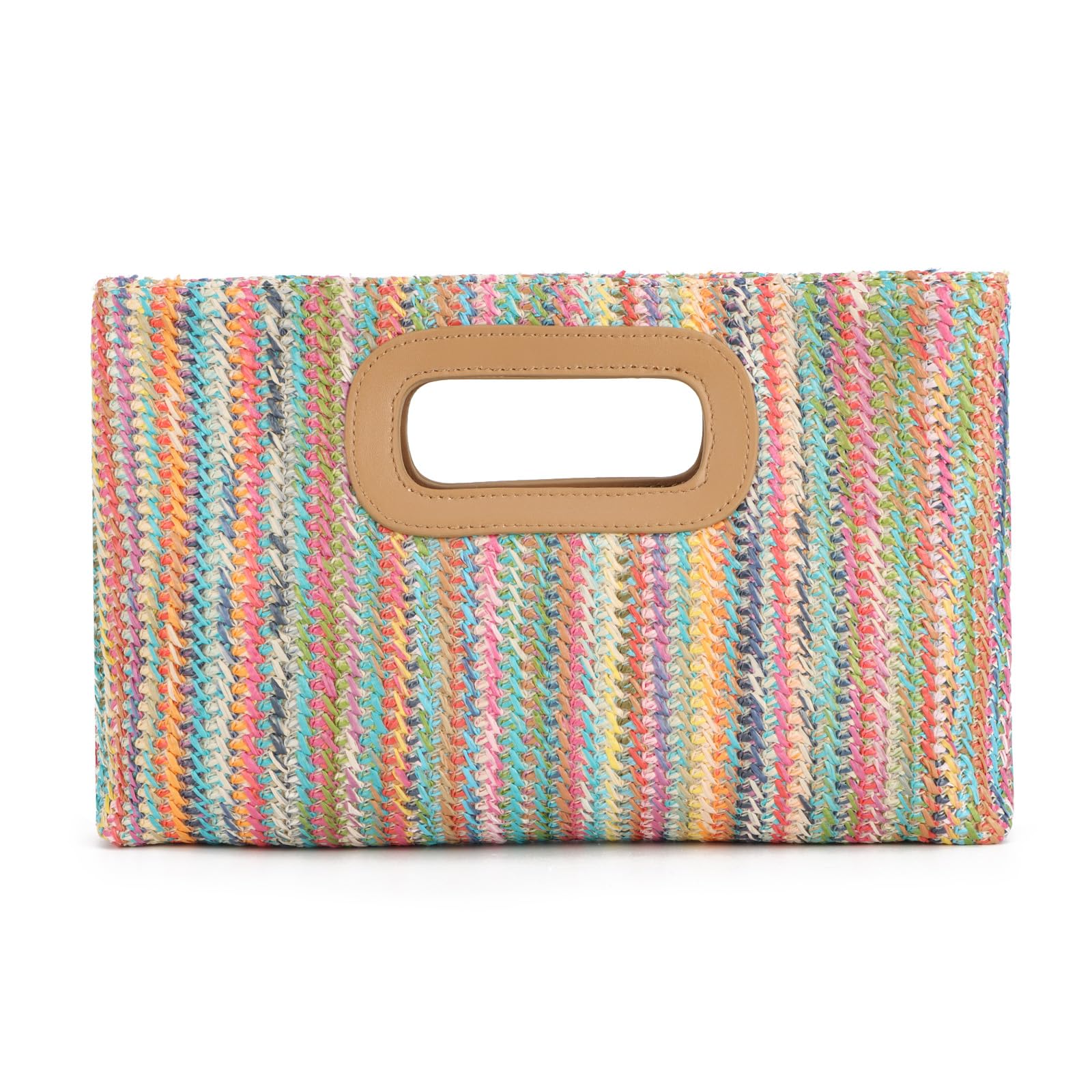 EVEOUT Clutch de Paja Mujer Elegante Bolso de Mano de Noche con Cadena para Fiesta Boda Bolsos Trenzado Rafia Sintética para Playa Verano