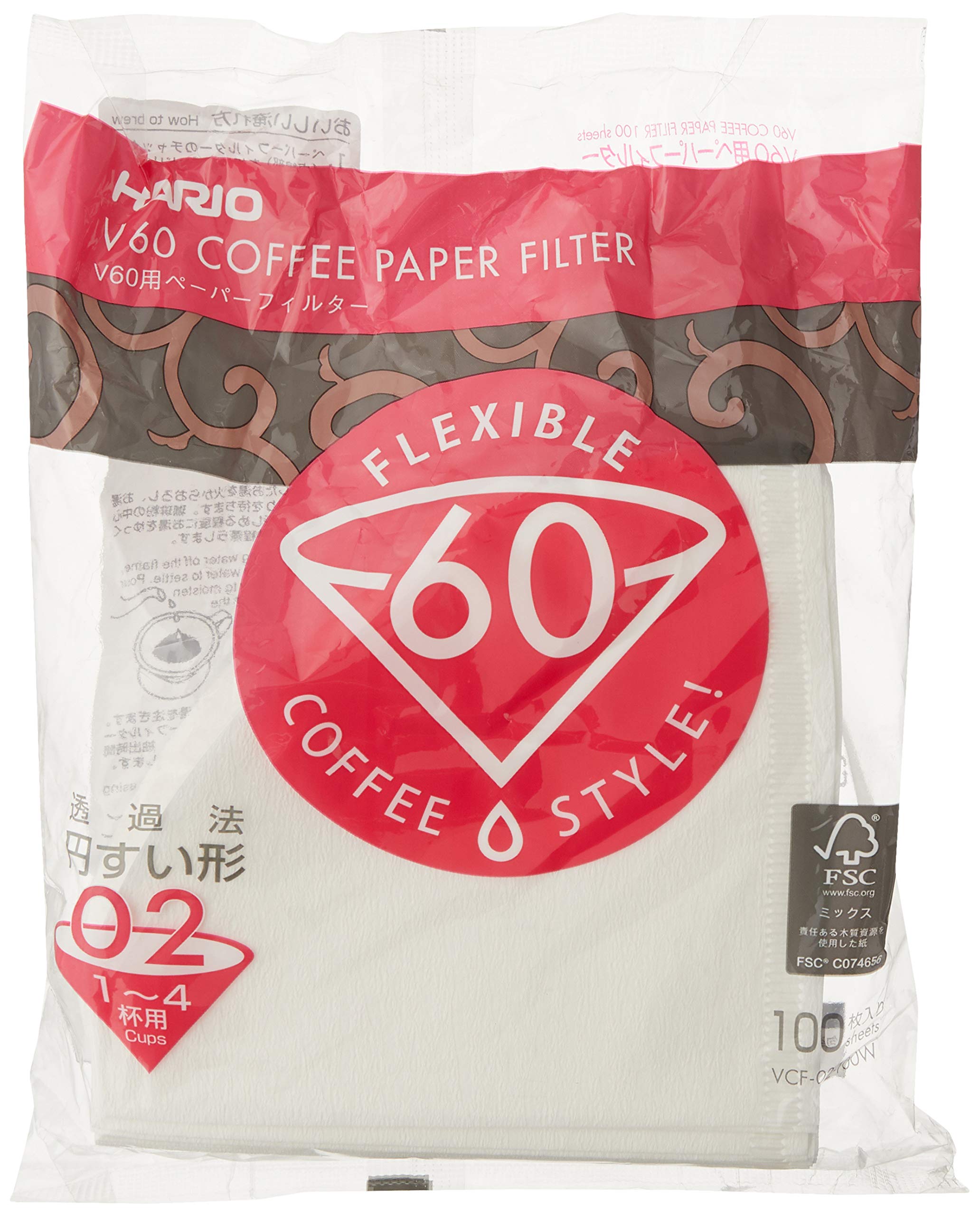 Hario V60 Paper Coffee Filters, Size 02, White, Tabbed Buy Online in