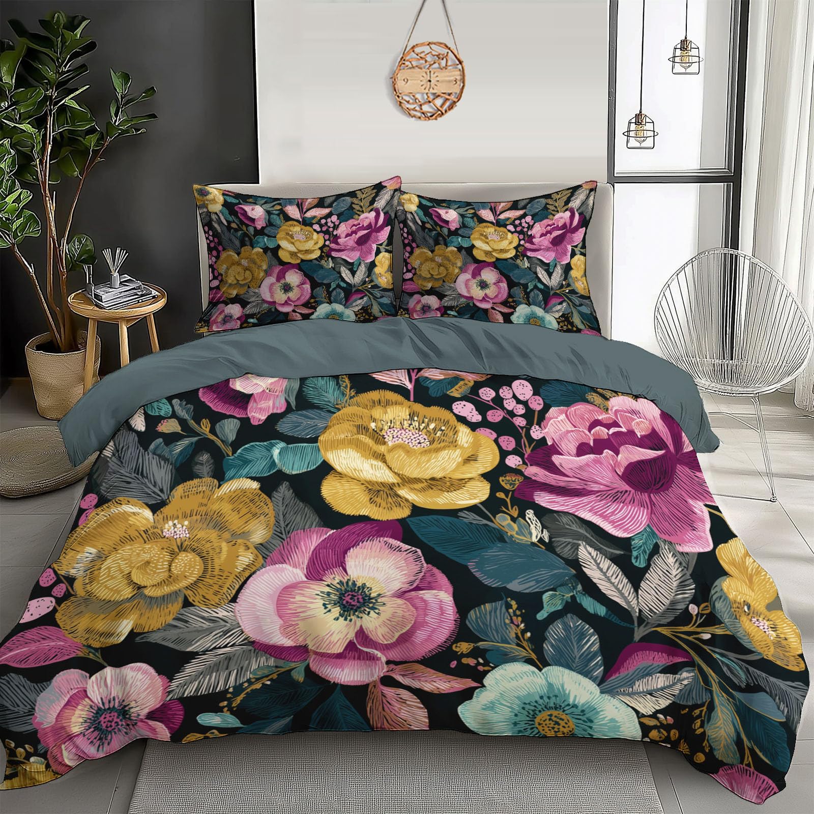 Housse de couette 140x200 microfibre de qualité supérieure impression 3D fleurs de jardin
