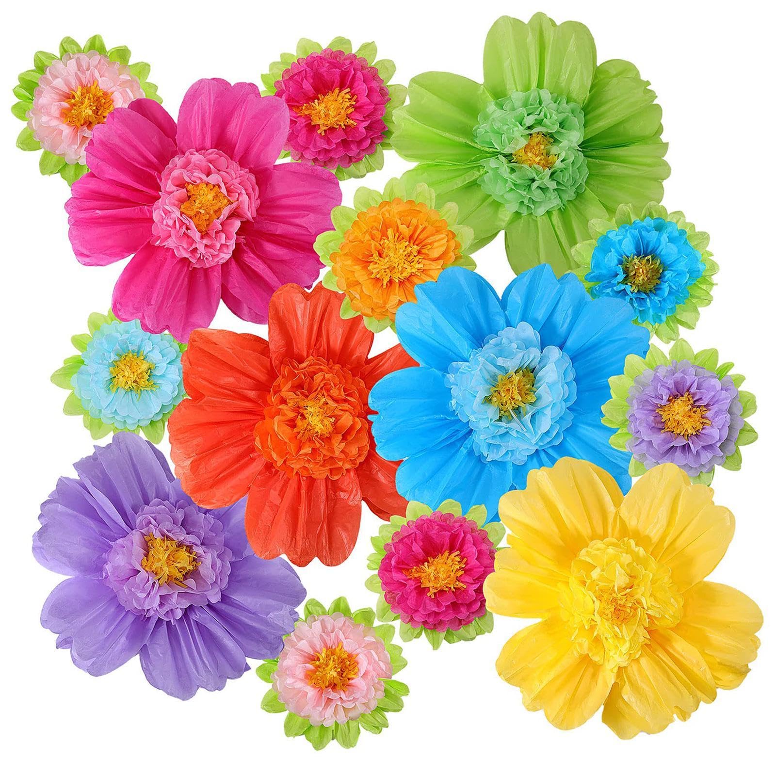 Fleurs en papier pour décoration murale romantique sans peindre