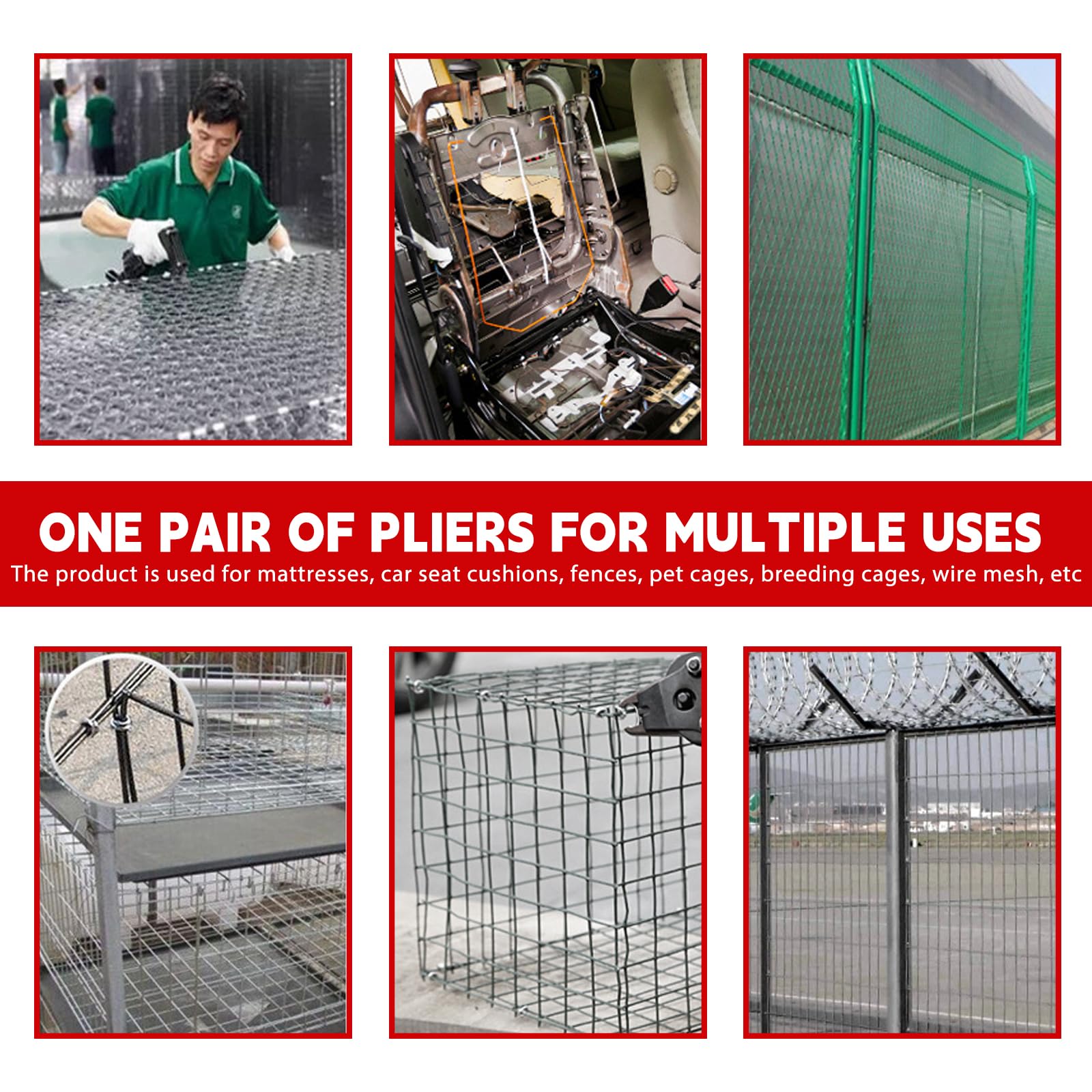 Set di pinze per anelli Hog Ring, pinze automatiche per recinzioni con 500 anelli Hog, clipper per salsicce, pinze per anelli di sicurezza per gabbie per animali domestici, recinzioni per animali