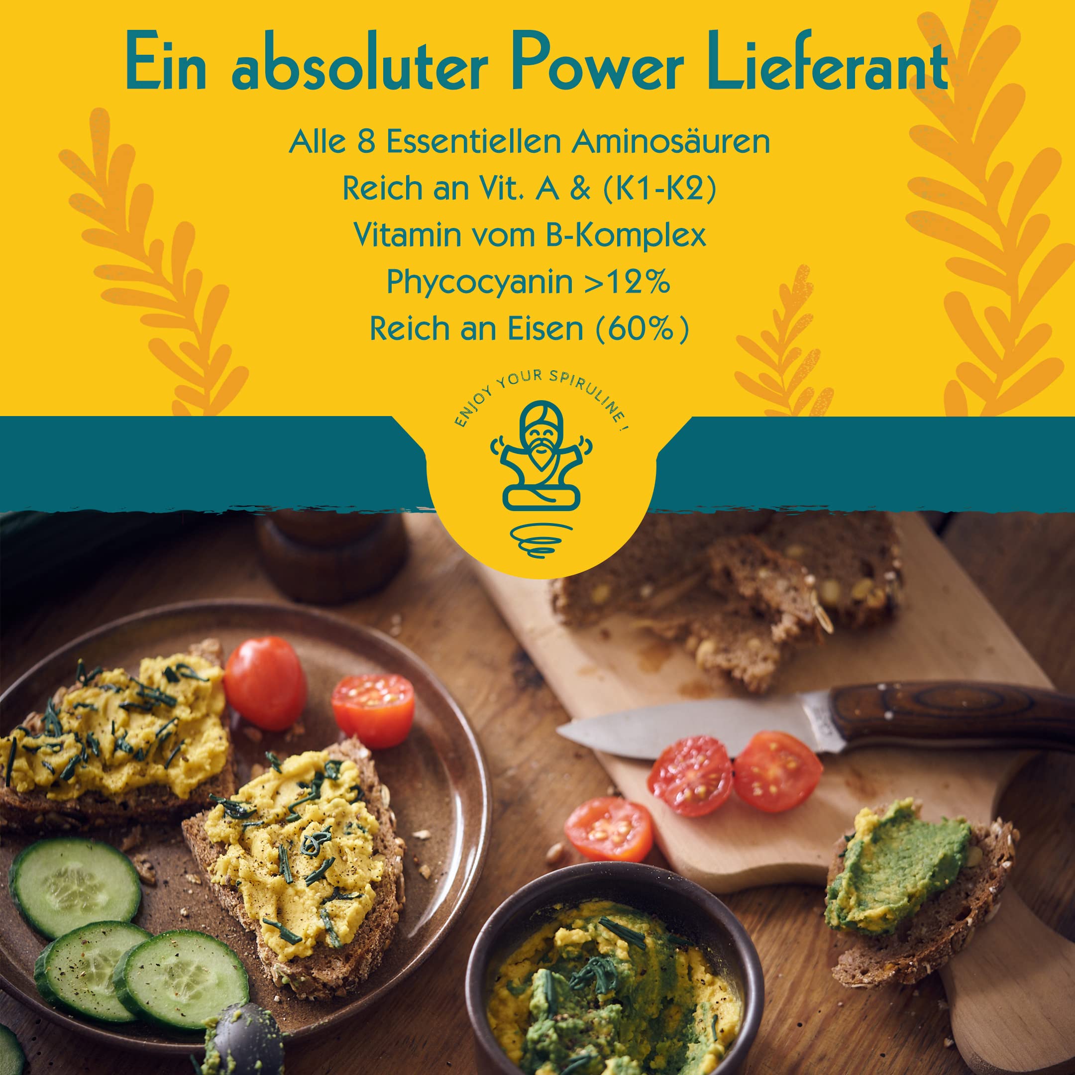 Bio Spirulina Presslinge in vioIetteglas | Ökologische Vitalstoffe Rohkost, glutenfrei, vegane Ernährung voller Nährstoffe, Reines Naturprodukt aus deutschem Anbau, ohne Zusätze (300g)