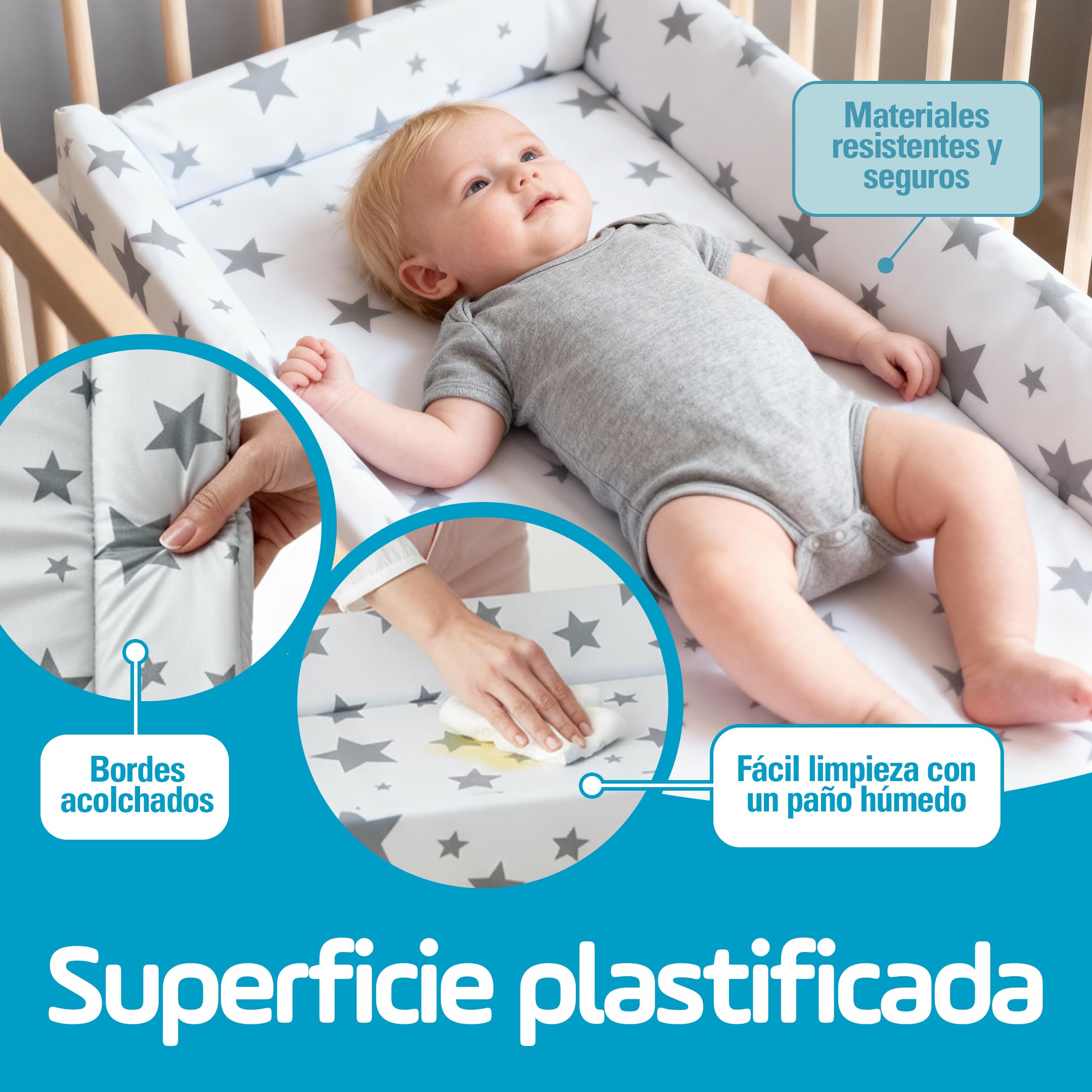 Plastimyr - Cambiador Flexible Bebe - Cambiador Bebe Impermeable - 81 x 50 x 9 cm