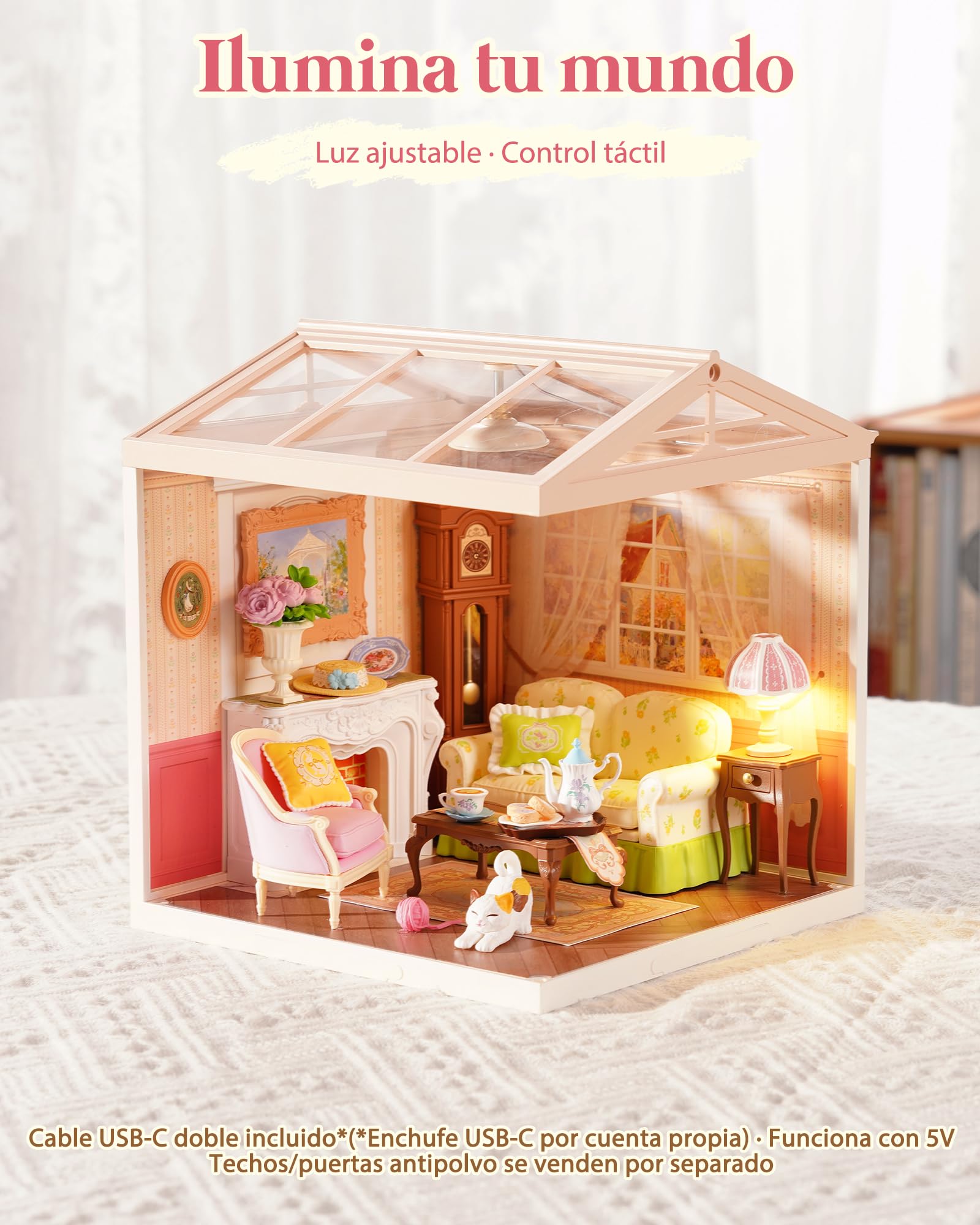 Rolife Super Creator Holiday Tea Time, Kits de casa en miniatura DIY, casa de muñecas piezas de colección y figuras de acción, mini casa para adultos para construir, regalo de cumpleaños y Navidad