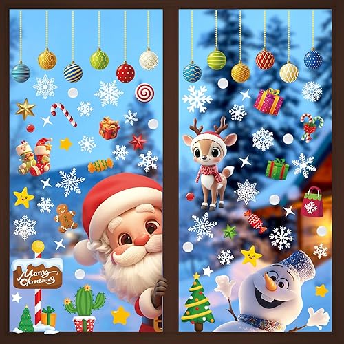 Miniatura 3 de 107 calcomanías de Navidad para ventana, copos de nieve, decoración de ventanas para vidrio, Navidad, Papá Noel, muñeco de nieve, calcomanías para