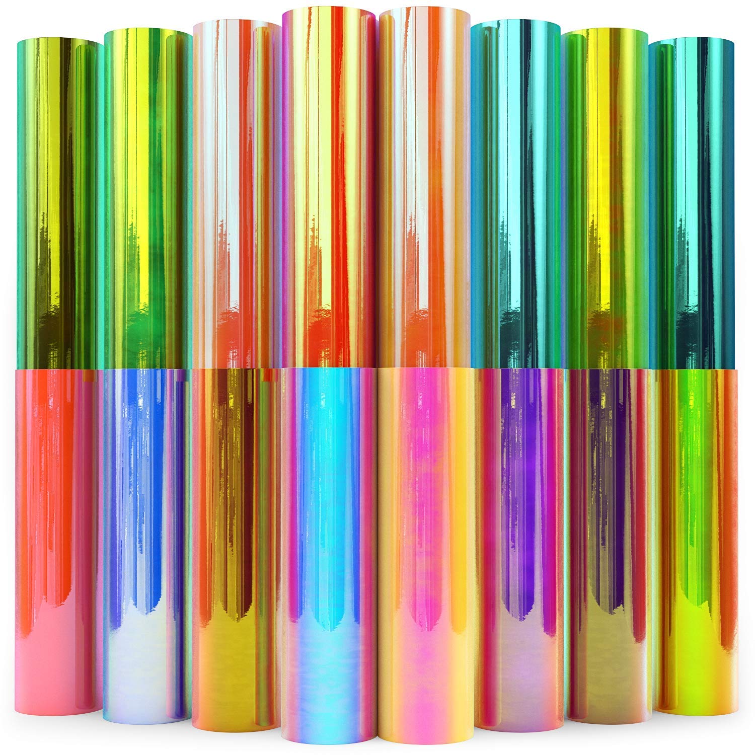 ARTEZA Hologramm Plotterfolie selbstklebend, 30.48 x 30.48 cm, 16er-Set Vinylfolie, mehrfarbige Regenbogen- und Opal-Bastelblätter, leicht zu schneiden, Vinyl Klebefolie für Innen- und Außen