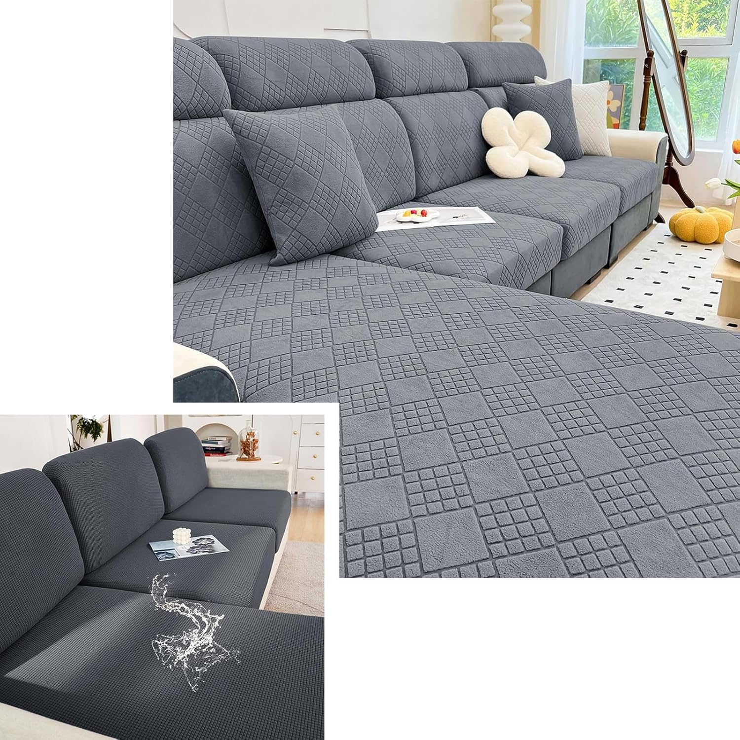 hyha Waterproof Couch Cushion Covers and Universal Couch