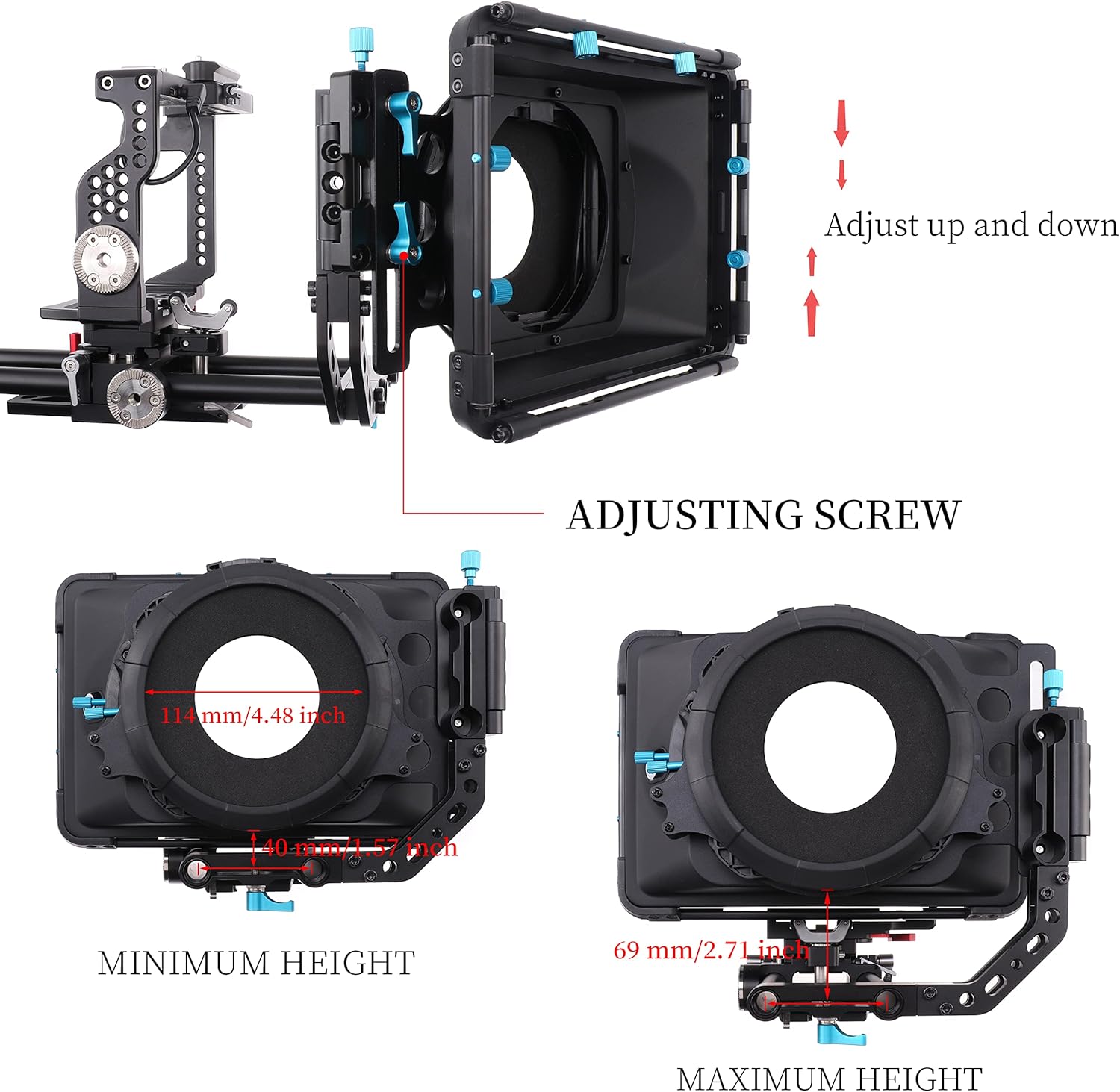 Fotga DP3000 M3 4x4 Swing-Away Matte Box for 15mm Rail Follow Focus Rig DSLR Mirrorless Camera EOS R EOS-1D X 5D 5DS 6D 7D II III IV R50 R8 R10 Z6 Z7 Z8 D5 D850 Sony A7 A7R A7S II III IV A7IV BMPCC 4K