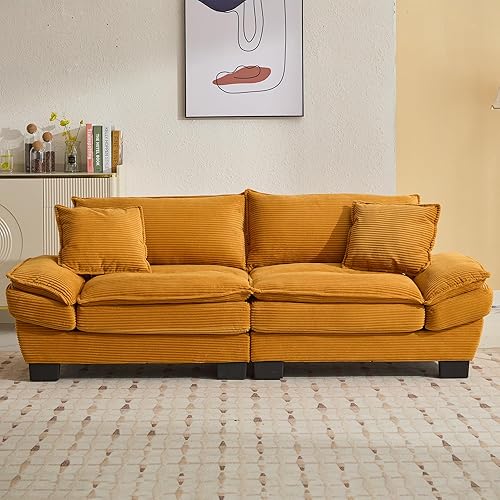 Sofá biplaza extragrande de 84 pulgadas, asiento profundo de pana, sofá biplaza con almohadas, moderno y tapizado, cómodos sofás para sala de estar,