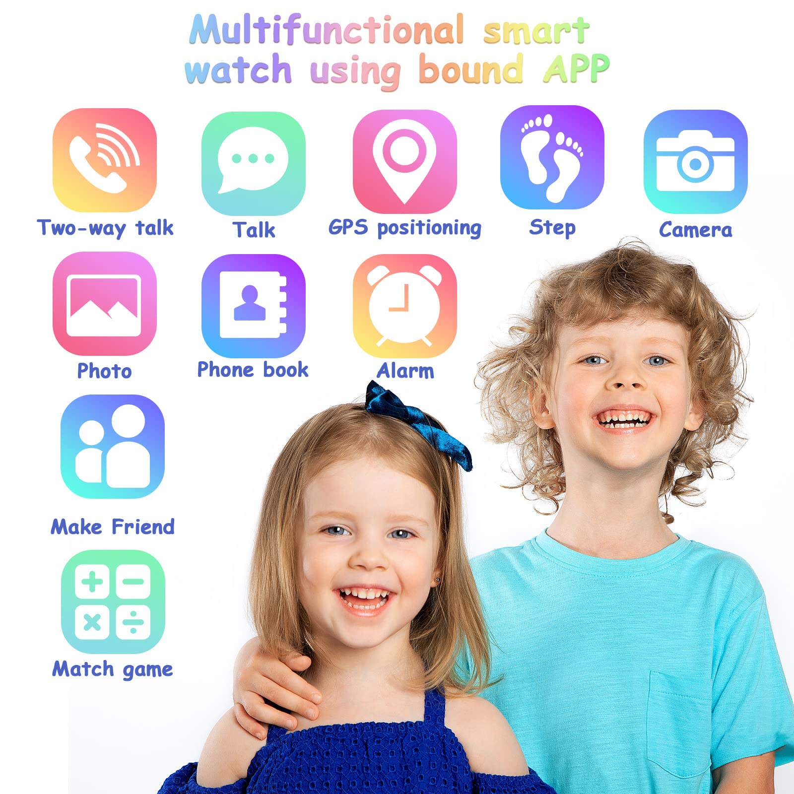 PTHTECHUS Enfants Smartwatch - GPS Position Tracker Enfant SOS Aide Montres Appareil Photo Numérique Mobile Téléphone Mobile Montre Cadeau Enfants pour Filles Garçons