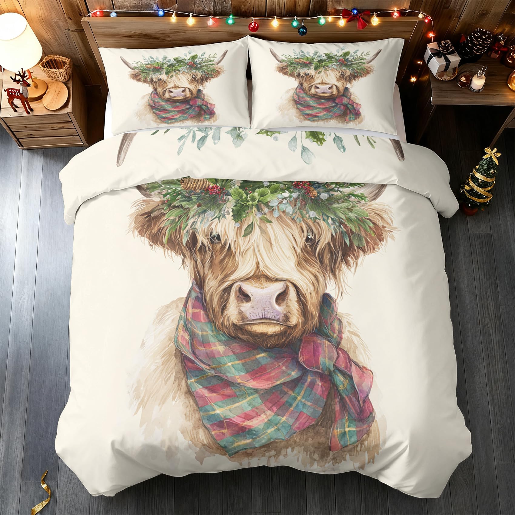 Vache des Highlands housse de couette 220x240 pour une ambiance chalet nature et cocooning