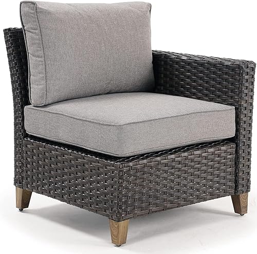 Miniatura 18 de Grand patio Muebles de exterior, sofá modular de mimbre para patio, sofá individual con cojines gruesos para terraza, porche, piscina, jardín Sofá