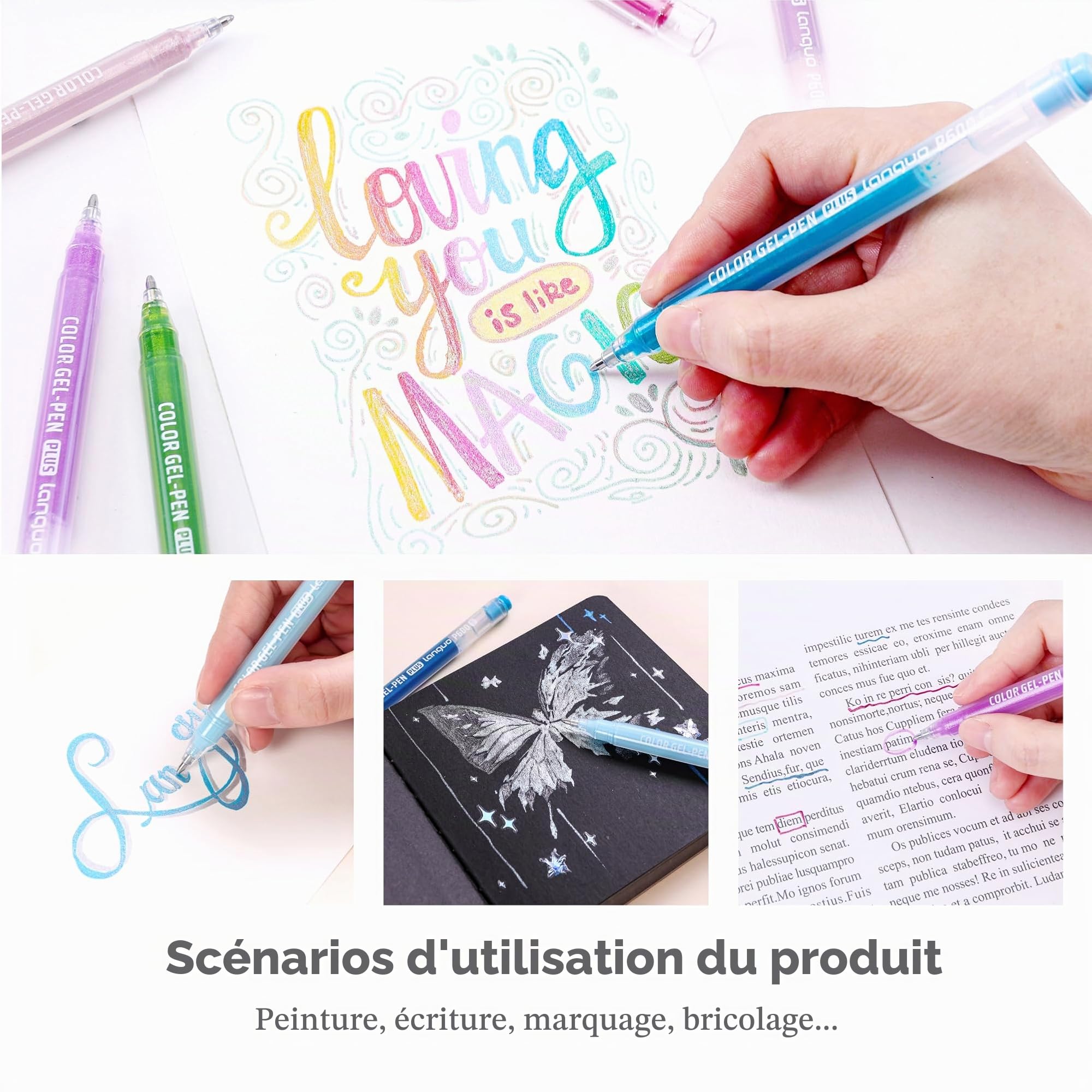 languo Stylos Gel Pailletés pour Coloriage, Set de 54 Couleurs à Effet Scintillant Spécial, Stylos Gel Multi-Paillettes pour Dessin, Doodling, Journal Créatif et Loisirs Créatifs