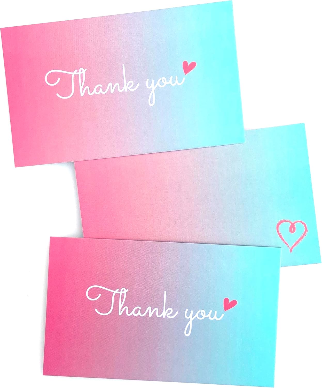 RXBC2011 100 Little Thank You Cards Gold Heart Design Bulk Thank you Notes for All Occasions 3.5 x 2 Inch Multicolor - Image 6