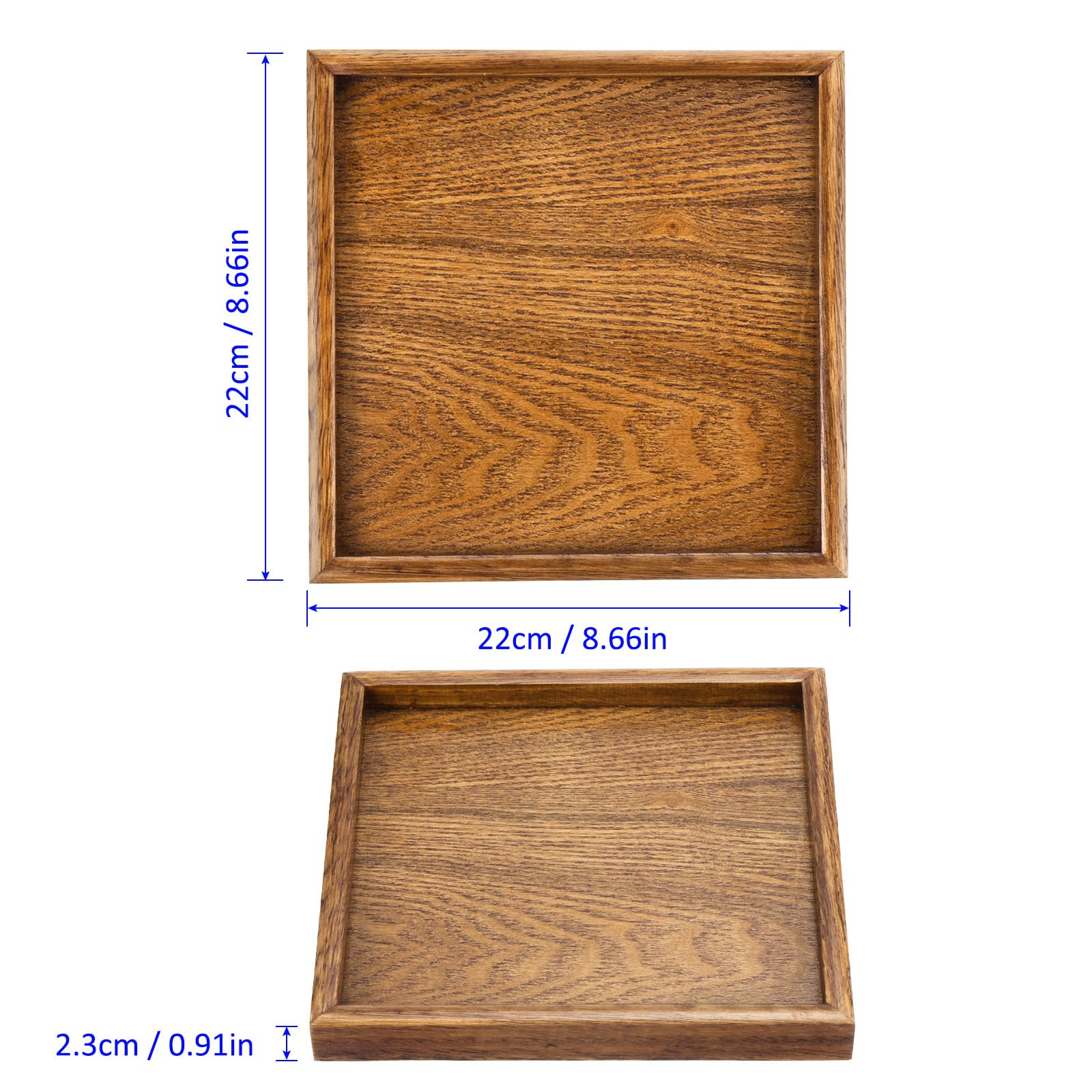 M METERXITY Wood Serving Tray, Square Wooden Decorative Platter, Kitchen Trays, Centerpiece Candle Holder Trays - Image 4