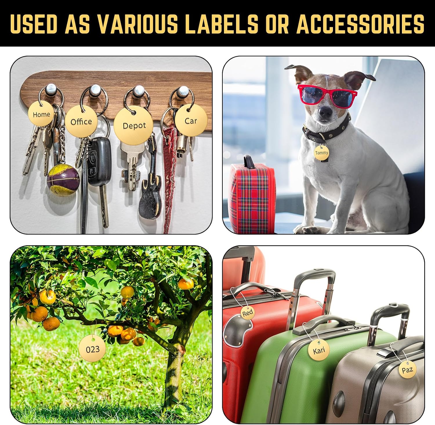 Hicarer 100 Pcs Solid Tags for Stamping Round Key Tags Blanks with Hole for Pets Plants Doors Pipe Valves Equipment Tool and Keys Labeling (Brass,1,1.25,1.5 Inch)