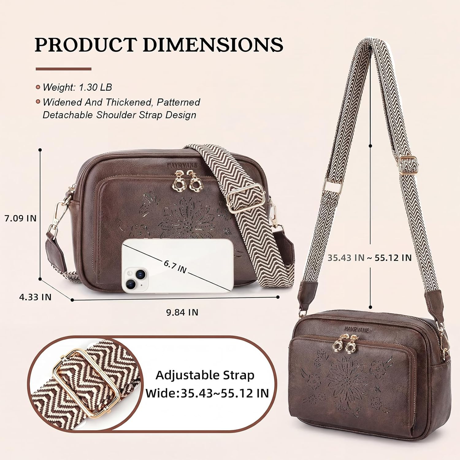 Crossbody Bags for Women, Vegan Leather Crossbody Purses Shoulder Handbags with Built-in Wallet