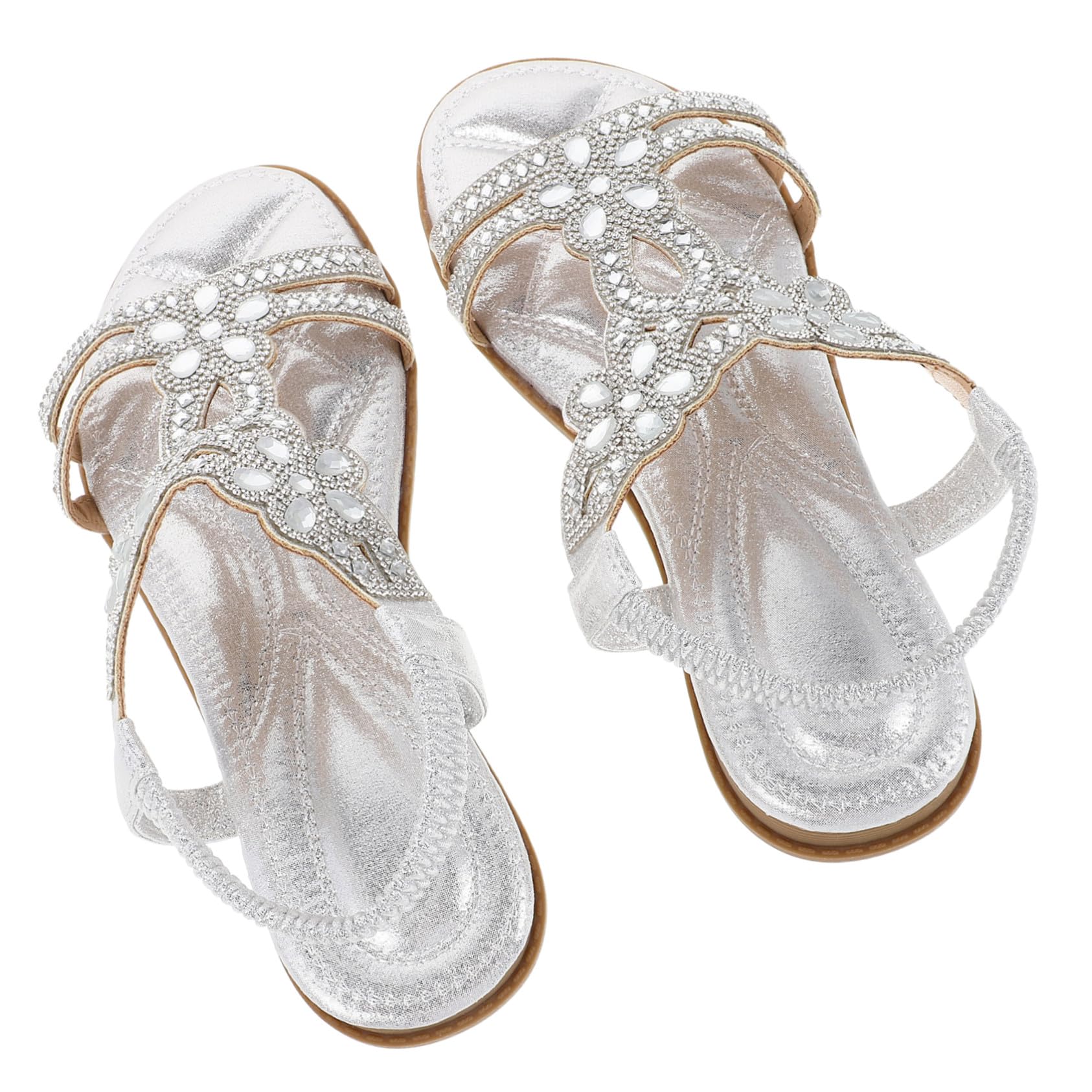 Sandales argentées paillettes taille 40 Uonlytech avec semelle légère en PU chic - 8