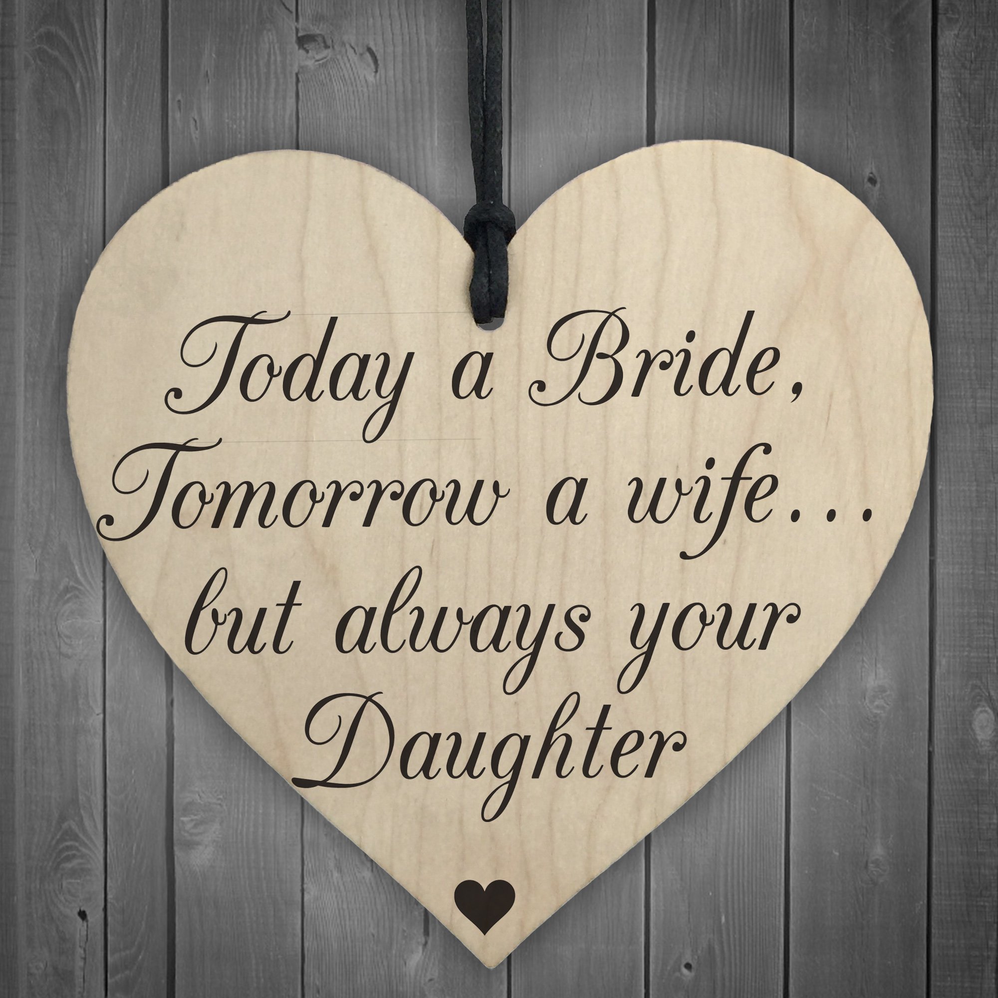 B&Q -  Bride Wife Daughter Wooden Hanging Heart Wedding Plaque