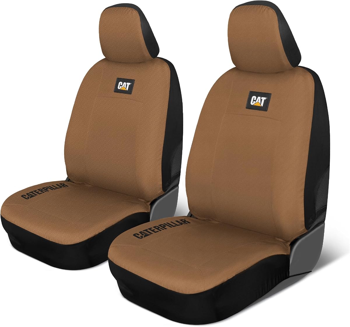 CAT DuraDrive Car Front Seat Cover – (2) pc, Beige Oxford, Heavy Duty Protection, Semi-Universal Fit – Durable Water-Resistant Auto Seat Protector for Truck, SUV, Sedan – Easy Install & Washable