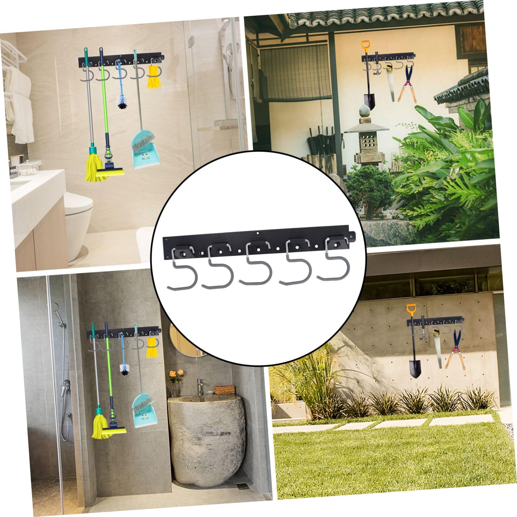 Holibanna 1 Set Set di ganci di archiviazione degli strumenti supporto da parete per riporre le scope chiave forbice wall organizer ganci per scopa da garage porta scopa da parete Metallo
