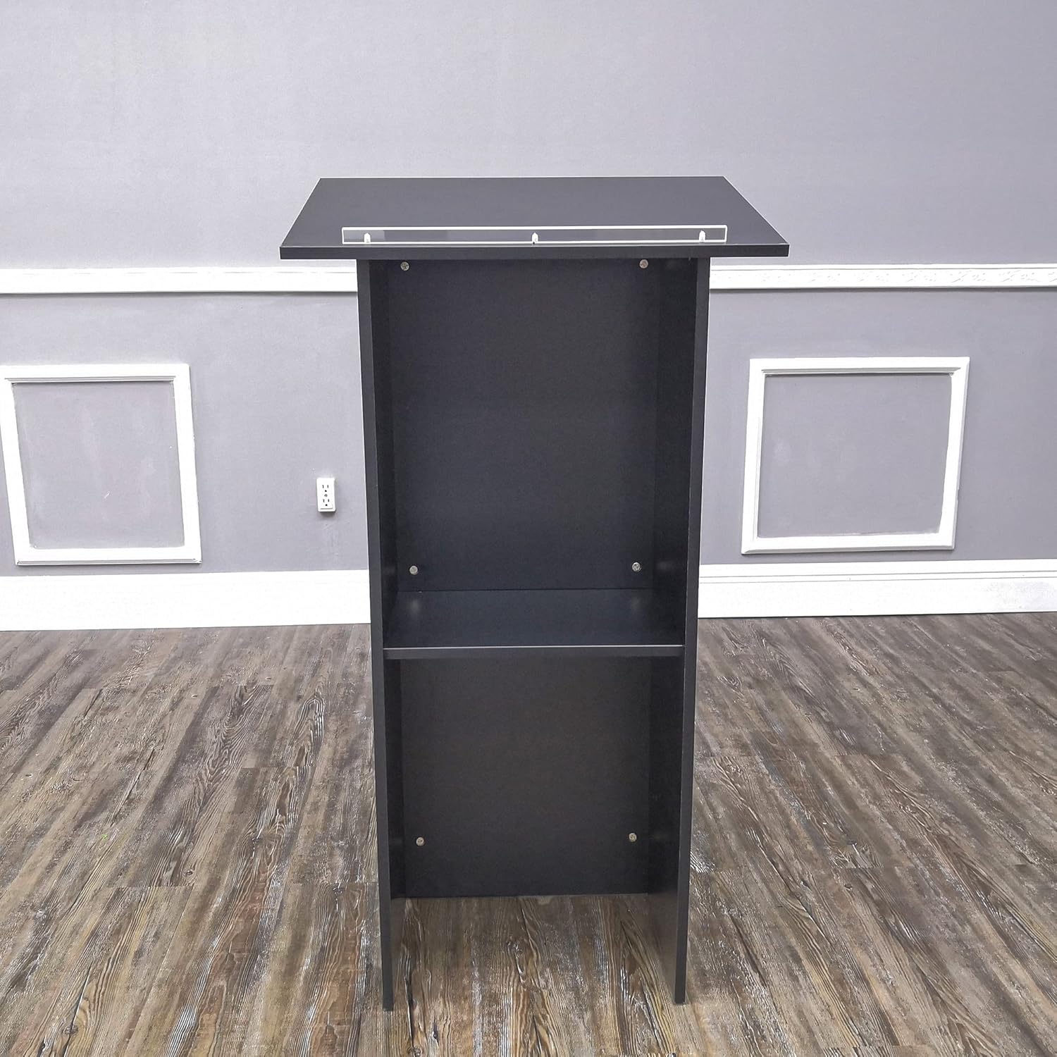 FixtureDisplays® Black MDF Wood Podium Church Pulpit School Lectern Conference Debate Stand 22.83X15.59X44" 10051-BLK : Office Products