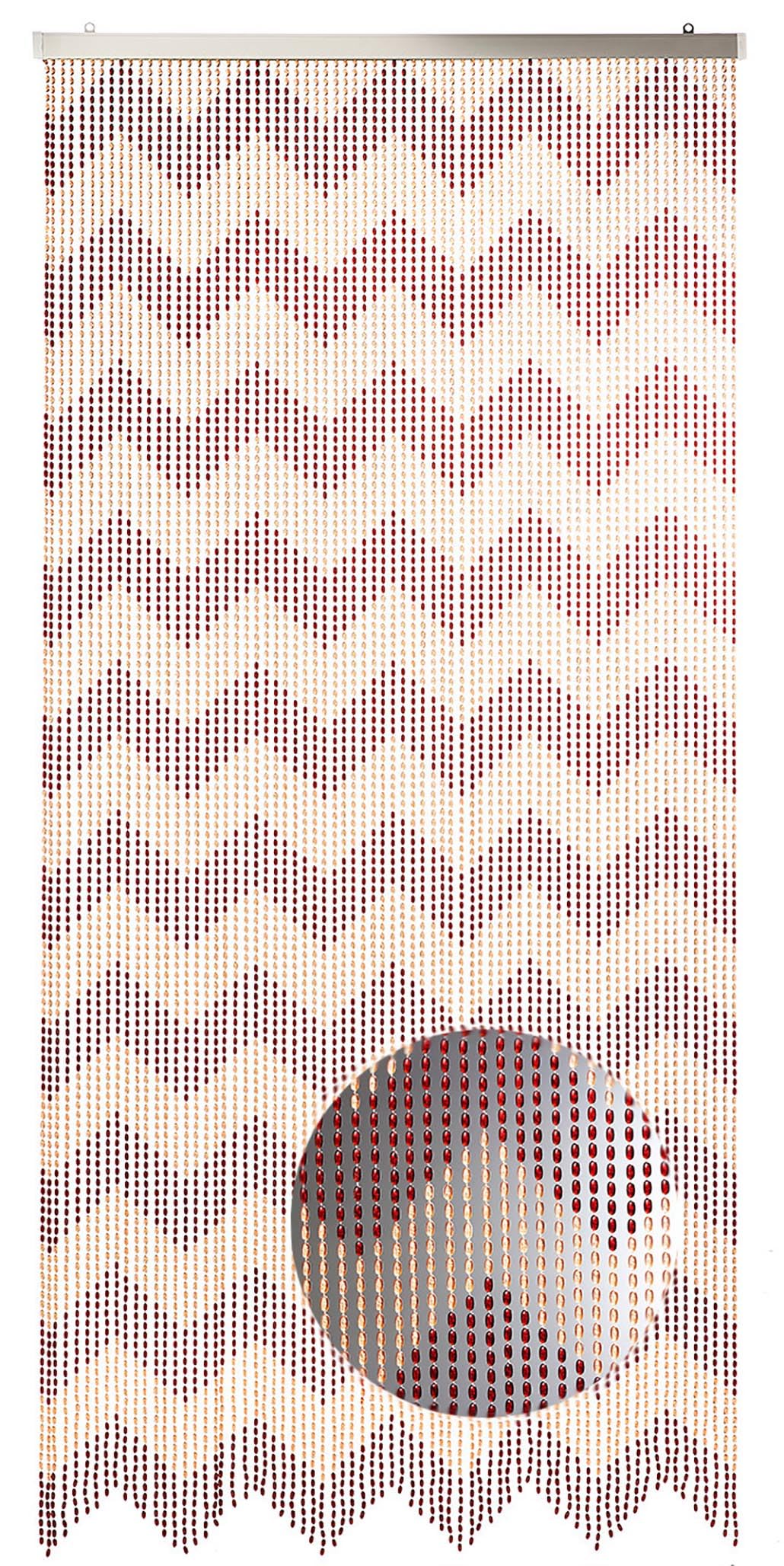 Kobolo Türvorhang ANGOLO, 90x200 cm, 72 Stränge, Perlenvorhang aus Kunststoff in Rotbraun & Beige, dekorativer Fliegenvorhang & Raumteiler für Balkon, Terrasse, Tür oder Innenräume