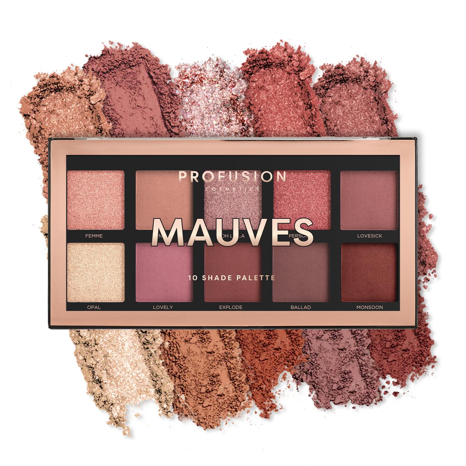 Mauves 10 Shade Eyeshadow Palette (blendable multi-finish neutrals and dusty rose to plummy hues)