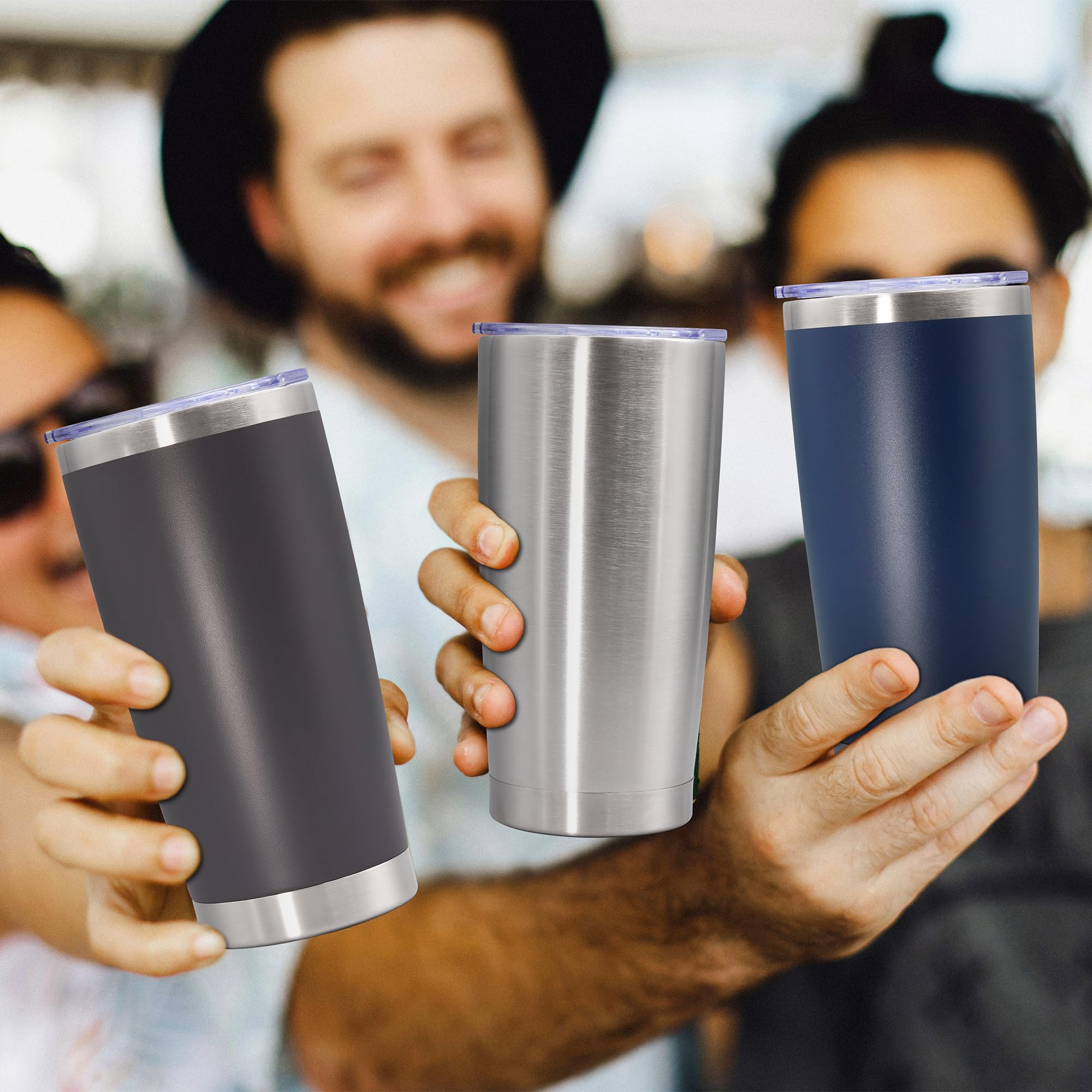 567 g Tumbler Edelstahl Tumbler Kaffeebecher mit Deckel Navy 8P | Vakuumisolierter doppelwandiger Reisebecher, langlebig, pulverbeschichtet, für heiße und kalte Getränke