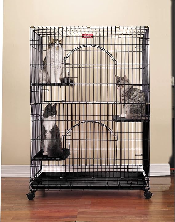 ProSelect Foldable Cat Cages 48 High-Black